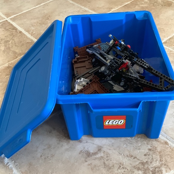 Lego Toys Lego Lot Over 2 Pounds Bricks Pieces Blue Plastic Storage